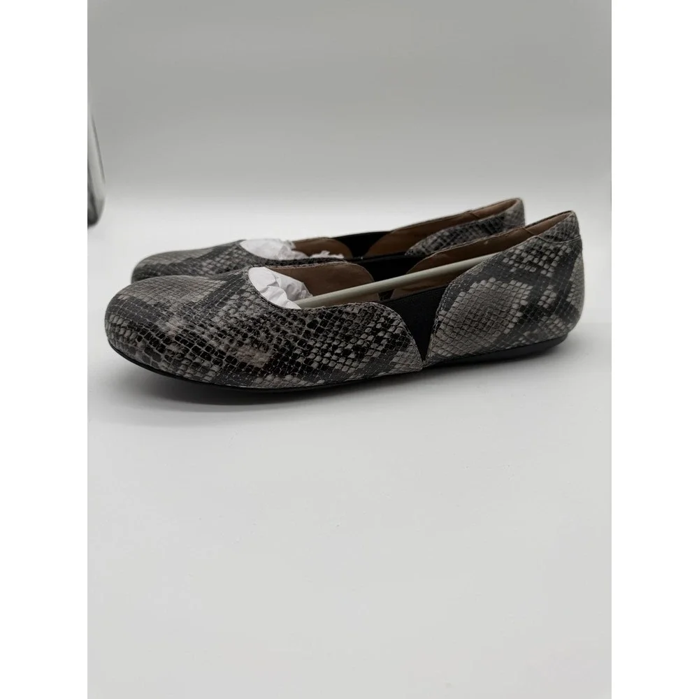 SoftWalk Norwich Snakeskin‎ Ballet Flats Black White Womens 10.5 N S1564-055
